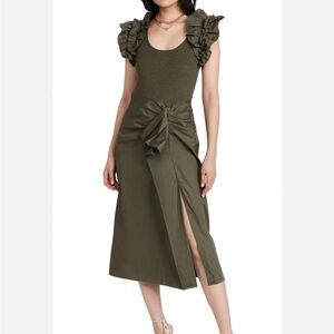 Ulla Johnson Isabella Combo Ruffle Midi Dress